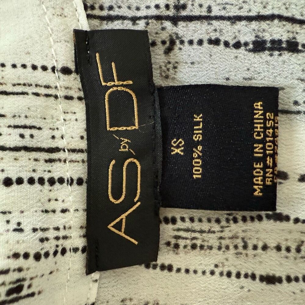 AS by DF 100% Silk Oversized Blouse Black Ivory Abstract XS - Picture 7 of 7